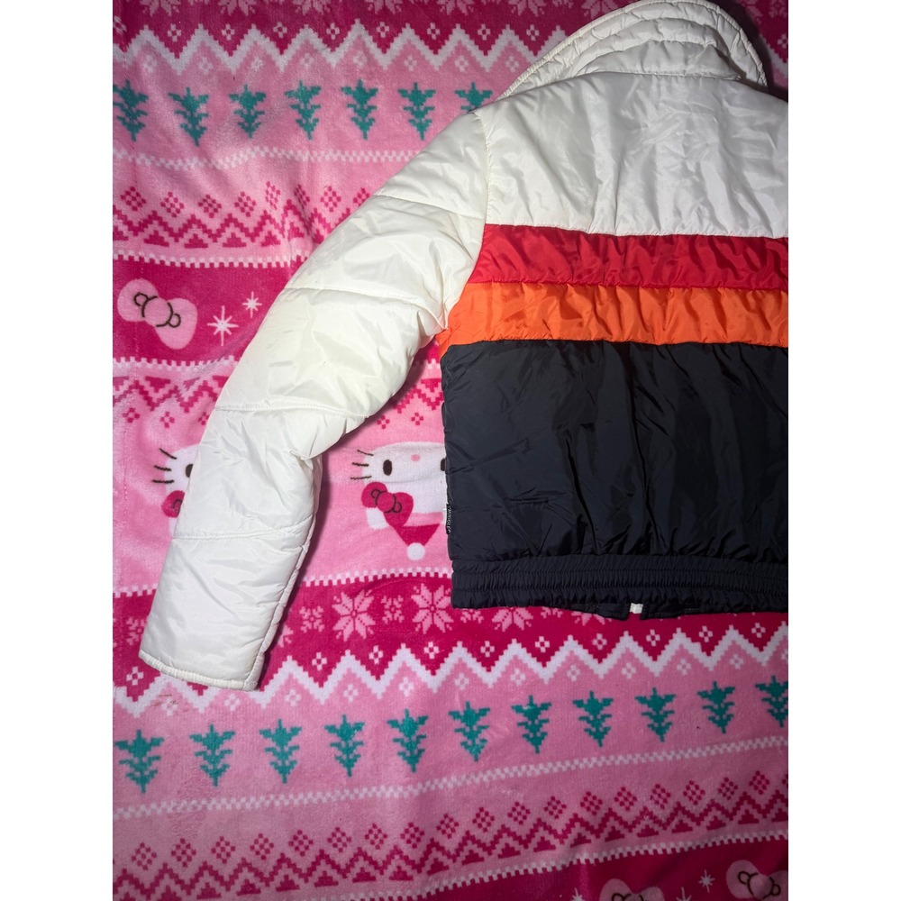 Vintage Snuggler Kids Puffer Ski Jacket Colorblock White Red Orange Black Large - Picture 8 of 9